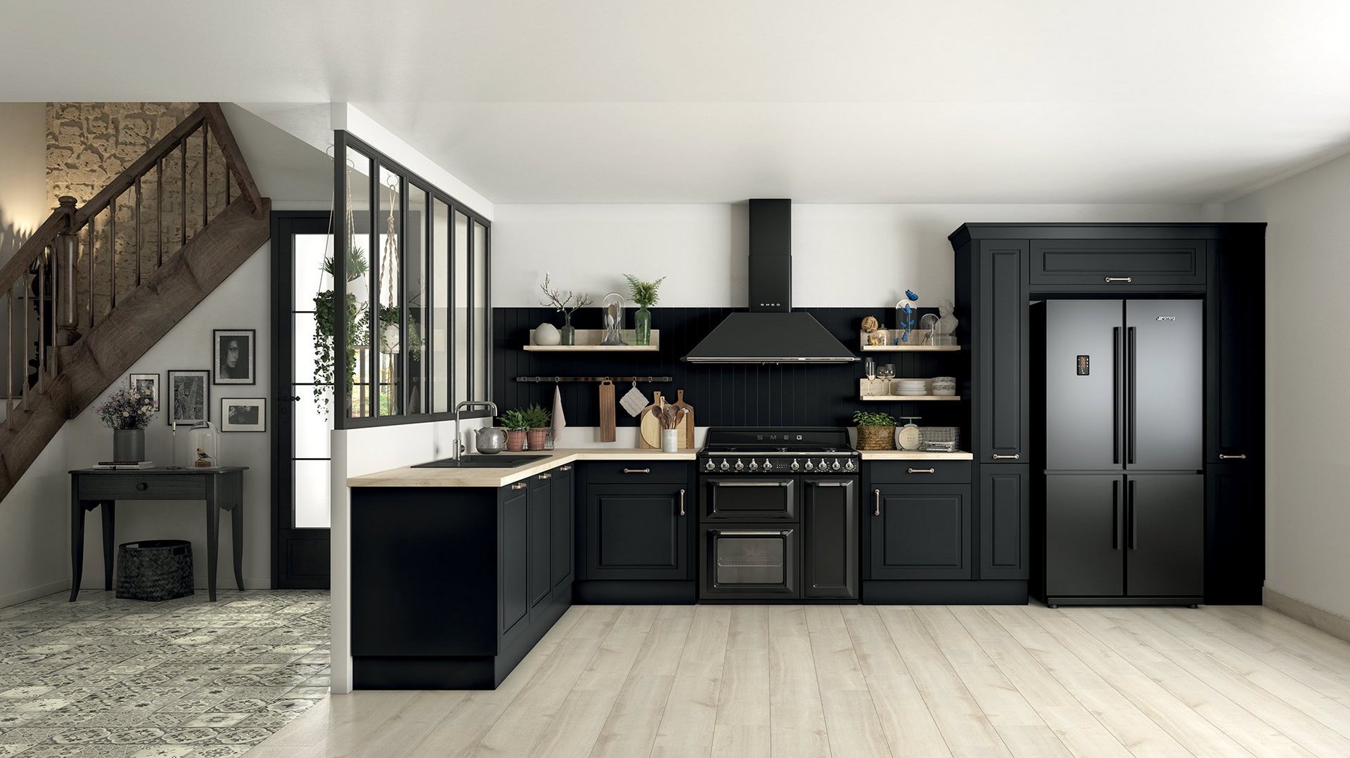 découvrez notre cuisine équipée noire moderne alliant élégance et fonctionnalité pour un intérieur contemporain et sophistiqué.